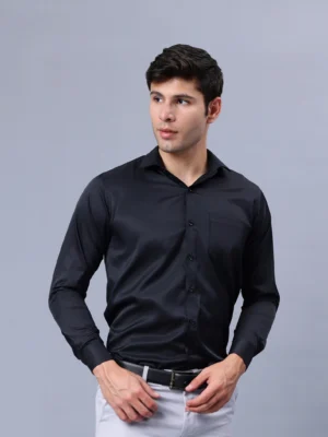 Roman Royal Men's Formal Shirt - Black | Regular Fit | Full Sleeves | Office & Business Wear