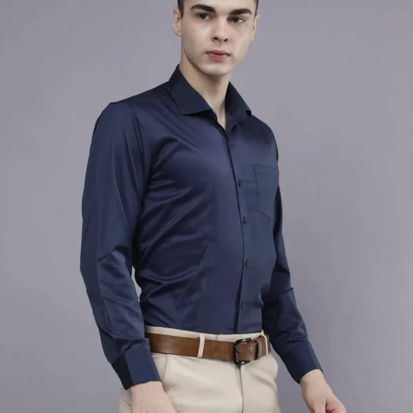 Roman Royal Men's Formal Shirt - Blue | Regular Fit | Full Sleeves | Office & Business Wear
