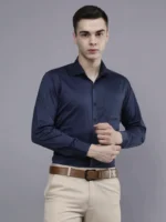 Roman Royal Men's Formal Shirt - Blue | Regular Fit | Full Sleeves | Office & Business Wear