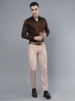Roman Royal Men's Formal Shirt - Brown | Regular Fit | Full Sleeves | Office & Business Wear