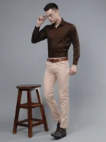 Roman Royal Men's Formal Shirt - Brown | Regular Fit | Full Sleeves | Office & Business Wear