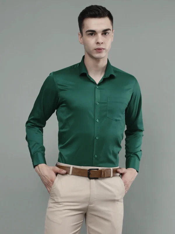 Roman Royal Men's Formal Shirt - Green | Regular Fit | Full Sleeves | Office & Business Wear