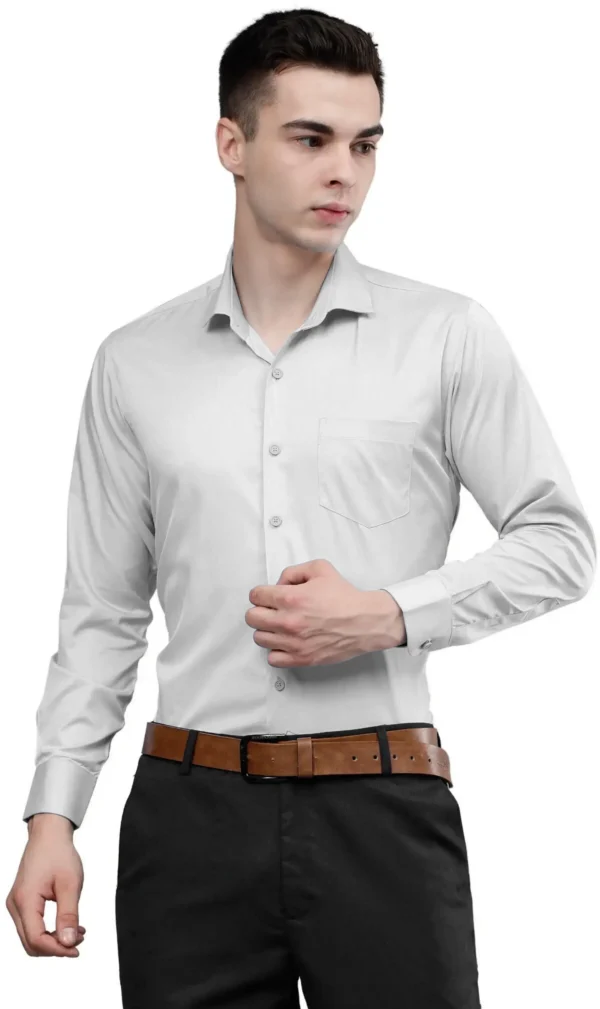 Roman Royal Men's Formal Shirt - Light Grey | Regular Fit | Full Sleeves | Office & Business Wear