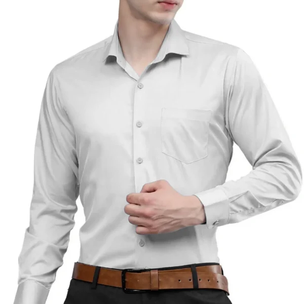 Roman Royal Men’s Light Grey Formal Shirt – Regular Fit, Full Sleeves, Office & Business Wear
