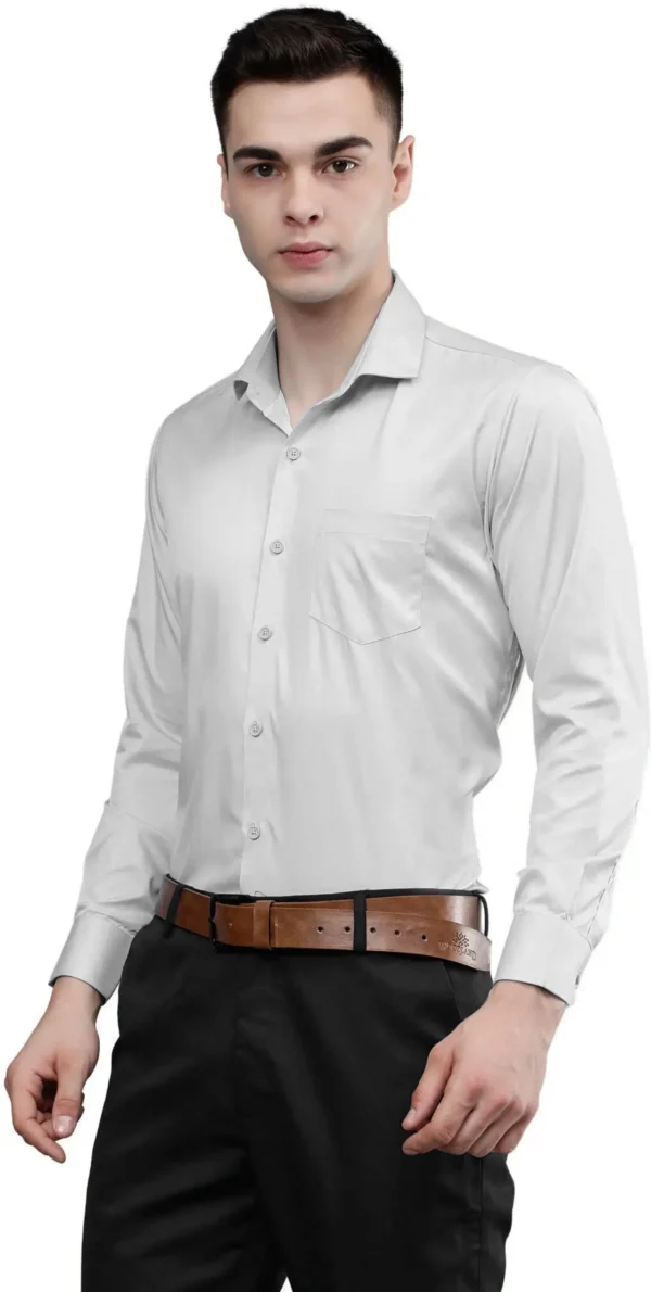 Roman Royal Men's Formal Shirt - Light Grey | Regular Fit | Full Sleeves | Office & Business Wear