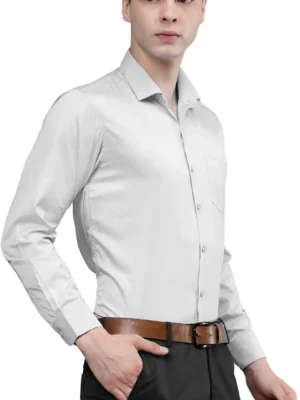 Roman Royal Men’s Light Grey Formal Shirt – Regular Fit, Full Sleeves, Office & Business Wear