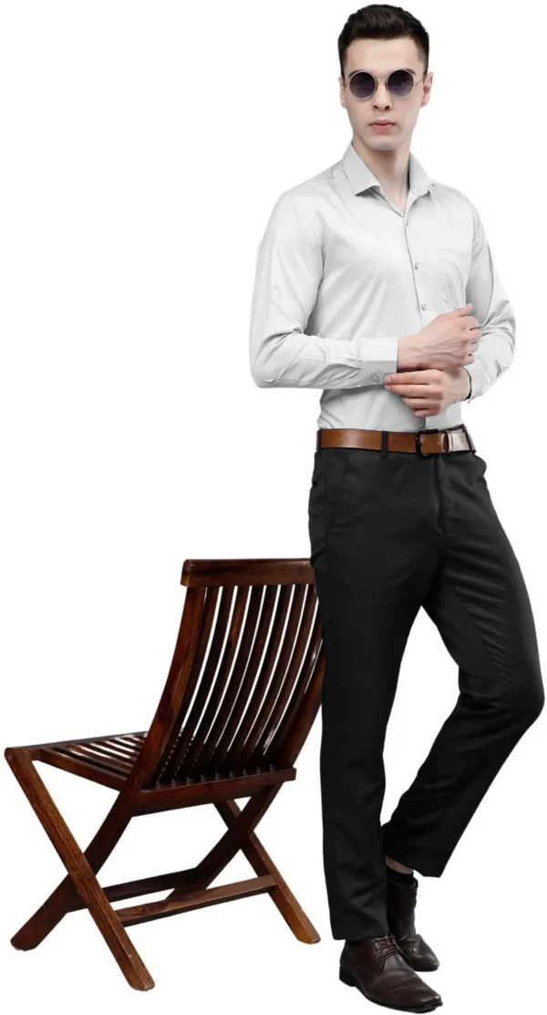 Roman Royal Men's Formal Shirt - Light Grey | Regular Fit | Full Sleeves | Office & Business Wear