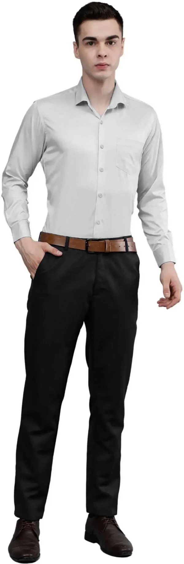 Roman Royal Men's Formal Shirt - Light Grey | Regular Fit | Full Sleeves | Office & Business Wear