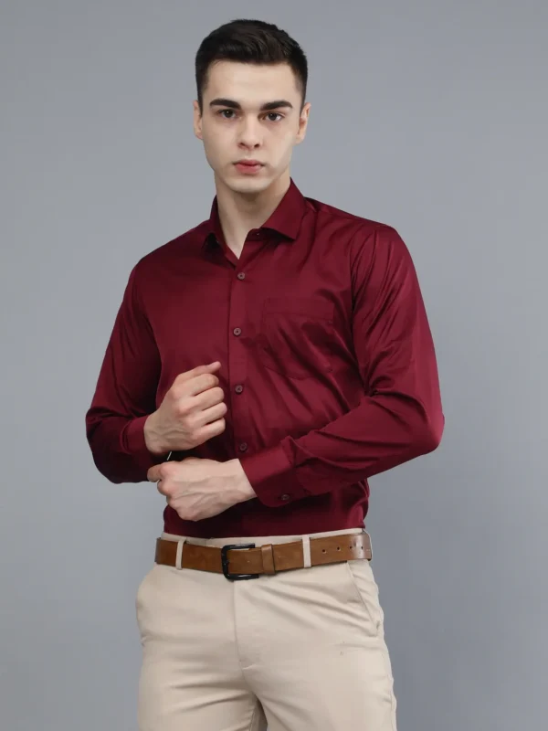 Roman Royal Men's Formal Shirt - Maroon | Regular Fit | Full Sleeves | Office & Business Wear