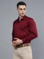 Roman Royal Men's Formal Shirt - Maroon | Regular Fit | Full Sleeves | Office & Business Wear