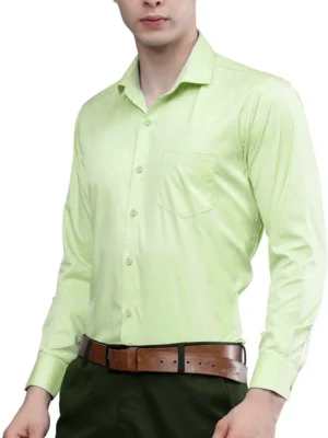 Roman Royal Men’s Pista Green Formal Shirt – Regular Fit, Full Sleeves, Office & Business Wear