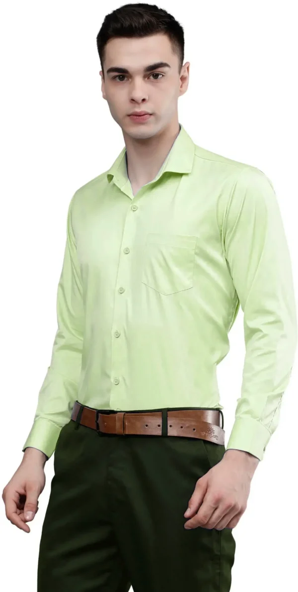Roman Royal Men's Formal Shirt - Pista Green | Regular Fit | Full Sleeves | Office & Business Wear