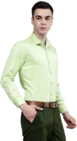 Roman Royal Men's Formal Shirt - Pista Green | Regular Fit | Full Sleeves | Office & Business Wear