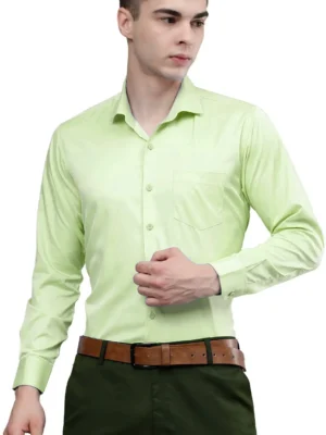 Roman Royal Men's Formal Shirt - Pista Green | Regular Fit | Full Sleeves | Office & Business Wear