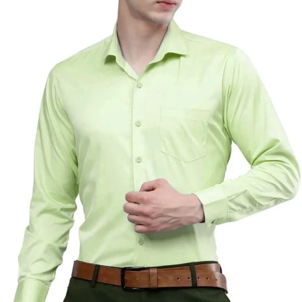 Roman Royal Men’s Pista Green Formal Shirt – Regular Fit, Full Sleeves, Office & Business Wear