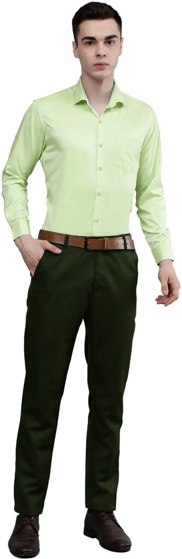 Roman Royal Men's Formal Shirt - Pista Green | Regular Fit | Full Sleeves | Office & Business Wear