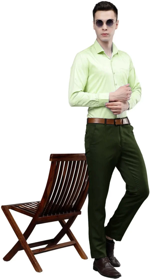 Roman Royal Men's Formal Shirt - Pista Green | Regular Fit | Full Sleeves | Office & Business Wear