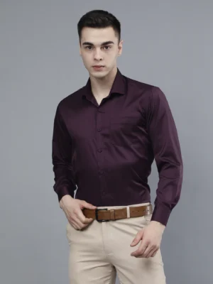 Roman Royal Men's Formal Shirt - Purple | Regular Fit | Full Sleeves | Office & Business Wear