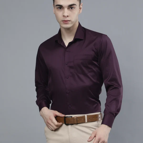 Roman Royal Men’s Purple Formal Shirt – Regular Fit, Full Sleeves, Office & Business Wear